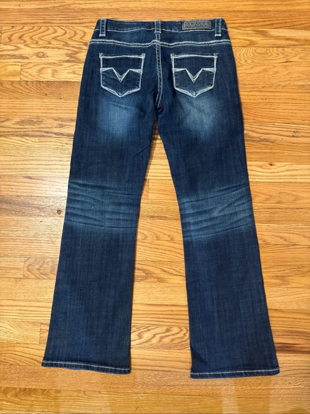 Rock & Roll Cowgirl Riding Jeans Womens Mid Rise Bootcut Dark Stone Wash Sz 28 - Picture 11 of 13